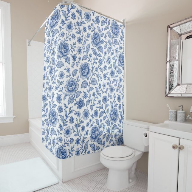 Royal Blue Roses Floral Pattern  (In Situ)