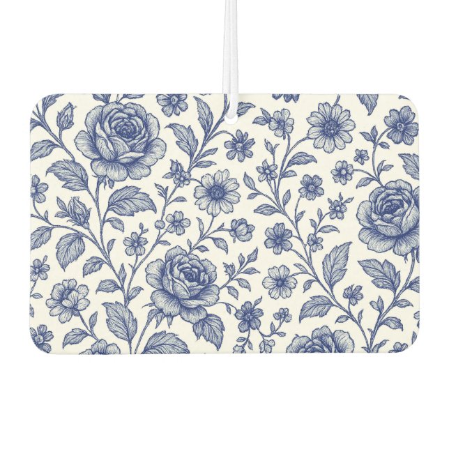 Royal Blue Roses Floral Pattern  Air Freshener (Front)