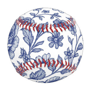 Royal Blue Roses Floral Pattern  Baseball