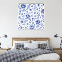 Royal Blue Roses Floral Pattern