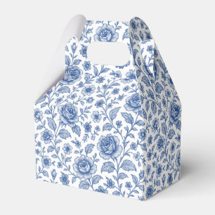 Royal Blue Roses Floral Pattern Favor Box