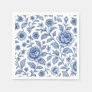 Royal Blue Roses Floral Pattern  Napkin