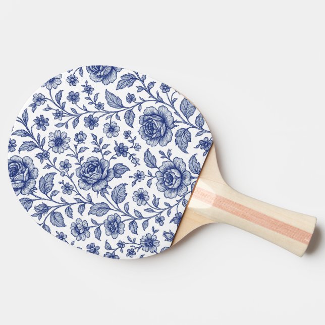 Royal Blue Roses Floral Pattern  Ping Pong Paddle (Side)