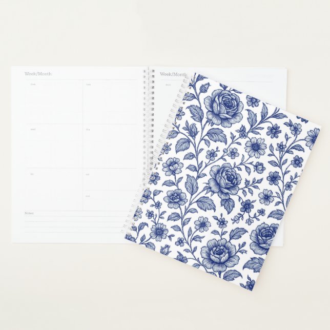 Royal Blue Roses Floral Pattern  Planner (Display)