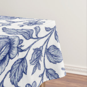 Royal Blue Roses Floral Pattern  Tablecloth