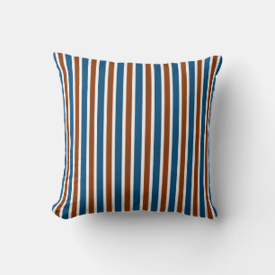 royal blue, rust brown, and crisp white vertical s throw pillow