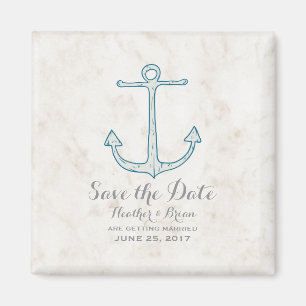 Royal Blue Rustic Anchor Save the Date Magnet