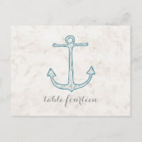 Royal Blue Rustic Anchor Table Number Postcard