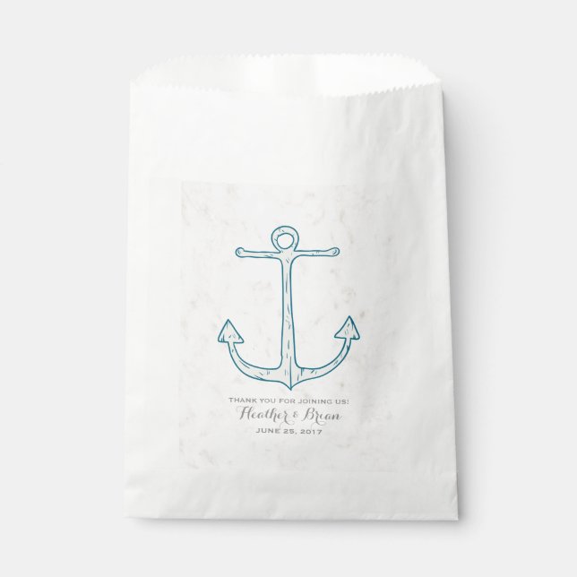 Royal Blue Rustic Anchor Wedding Favour Bag (Front)