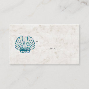 Royal Blue Rustic Seashell Wedding Place Cards