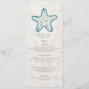 Royal Blue Rustic Starfish Wedding Menu