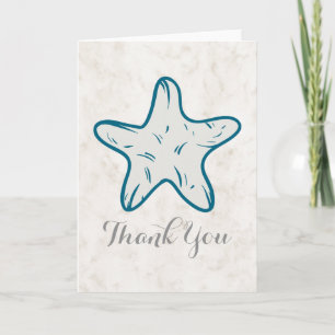 Royal Blue Rustic Starfish Wedding Thank You Card
