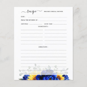Royal Blue Rustic Sunflower Bridal Shower Recipe