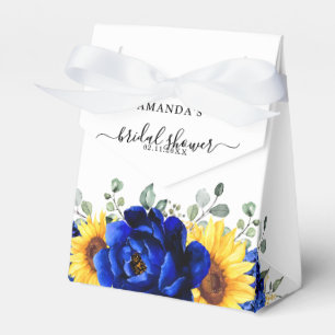 Royal Blue Rustic Sunflower Modern Bridal Shower Favor Box