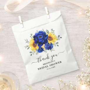 Royal Blue Rustic Sunflower Modern Bridal Shower Favour Bag