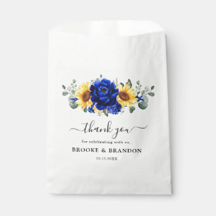 Royal Blue Rustic Sunflower Modern Floral Wedding Favour Bag