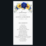 Royal Blue Rustic Sunflower Modern Floral Wedding  Program<br><div class="desc">Elegant and modern rustic country wedding program features bright yellow sunflower,  Royal blue peonies ,  baby’s breath,  gypsophila floral frame / wreath with eucalyptus leaves. Please find more matching designs and variations from my "blissweddingpaperie" store. And feel free to contact me for further customization or matching items.</div>
