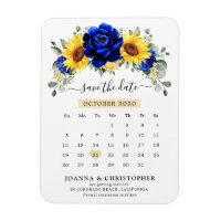 Royal Blue Rustic Sunflower Modern  Save the Date