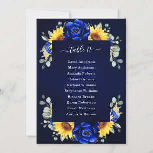 Royal Blue Rustic Sunflower Modern Seating Chart I Invitation