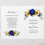 Royal Blue Rustic Sunflower Modern Wedding Program<br><div class="desc">Elegant and modern rustic country wedding program features bright yellow sunflower,  Royal blue peonies ,  baby’s breath,  gypsophila floral frame / wreath with eucalyptus leaves. Please find more matching designs and variations from my "blissweddingpaperie" store. And feel free to contact me for further customization or matching items.</div>