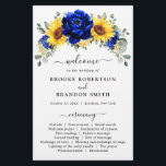 Royal Blue Rustic Sunflower Modern Wedding Program<br><div class="desc">Elegant and modern rustic country wedding program features bright yellow sunflower,  Royal blue peonies ,  baby’s breath,  gypsophila floral frame / wreath with eucalyptus leaves. Please find more matching designs and variations from my "blissweddingpaperie" store. And feel free to contact me for further customization or matching items.</div>