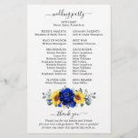 Royal Blue Rustic Sunflower Modern Wedding Program<br><div class="desc">Elegant and modern rustic country wedding program features bright yellow sunflower,  Royal blue peonies ,  baby’s breath,  gypsophila floral frame / wreath with eucalyptus leaves. Please find more matching designs and variations from my "blissweddingpaperie" store. And feel free to contact me for further customization or matching items.</div>