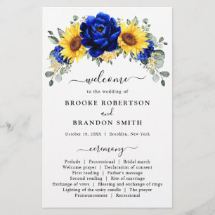 Royal Blue Rustic Sunflower Programme de mariage m