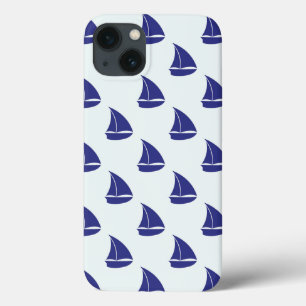 Royal Blue Sailboat Pattern iPhone 13 Case