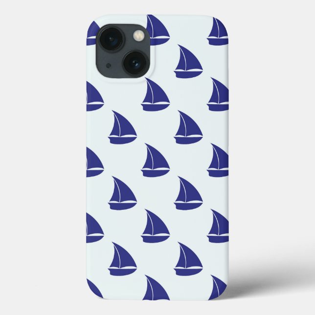 Royal Blue Sailboat Pattern Case-Mate iPhone Case (Back)