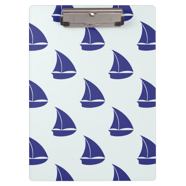 Royal Blue Sailboat Pattern Clipboard (Front)