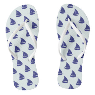 Royal Blue Sailboat Pattern Flip Flops