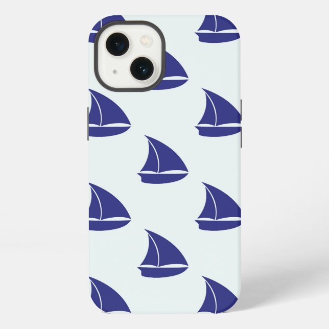 Royal Blue Sailboat Pattern iPhone Case (Back)