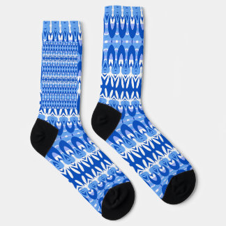 Royal Blue Sapphire and White Geometric Socks