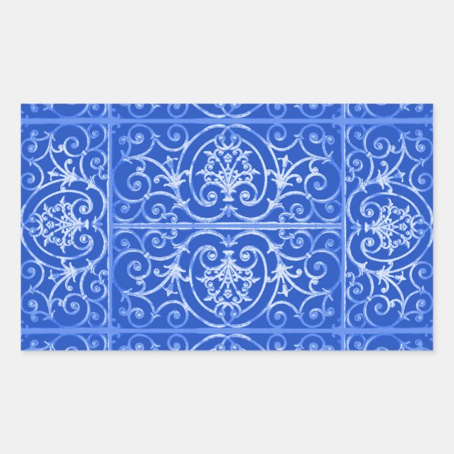 Royal blue scrollwork pattern sticker (Front)