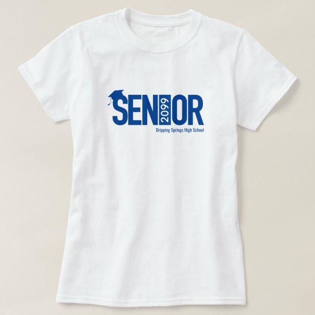 Royal Blue SENIOR with Graduation Cap T-Shirt (Design Front)
