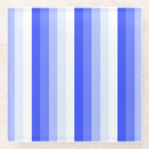 Royal blue shadow stripes glass coaster