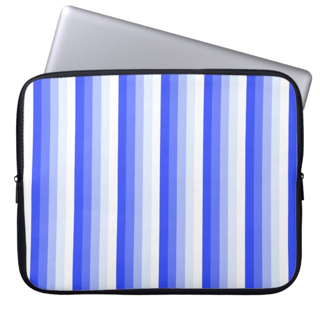 Royal blue shadow stripes laptop sleeve (Front)