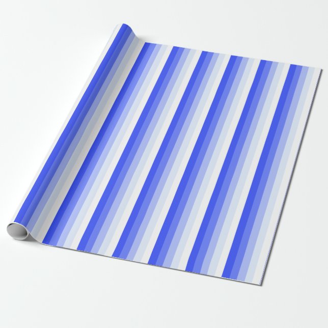 Royal blue shadow stripes wrapping paper (Unrolled)