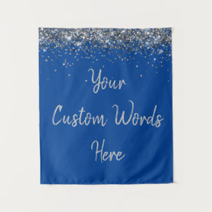 Royal Blue Silver Birthday Party Photo Booth Prop  Tapestry