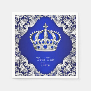 Royal Blue Silver Crown Napkin