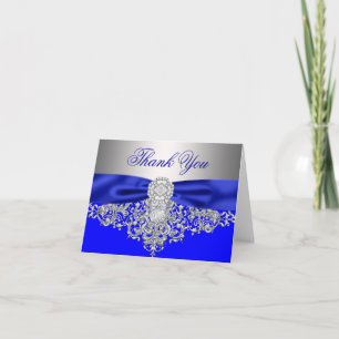 Royal Blue Silver Diamond Thank You