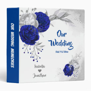 royal blue silver floral wedding photo album binder