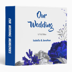 royal blue silver floral wedding photo album binder