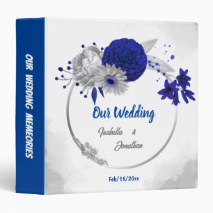 royal blue silver floral wreath photo album binder