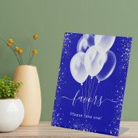 Royal blue silver glitter balloons favours guest