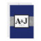 Royal Blue Silver Glitter Monogram Wedding Invite