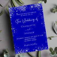 Royal blue silver glitter QR code RSVP wedding