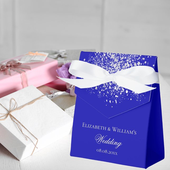 Royal blue silver glitter wedding favor box (Creator Uploaded)