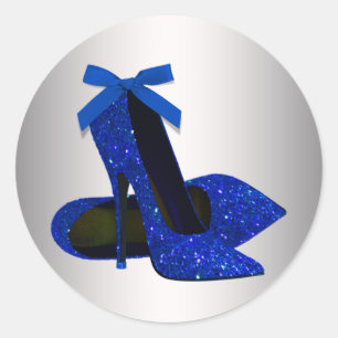 Royal Blue Silver High Heel Shoe Stickers