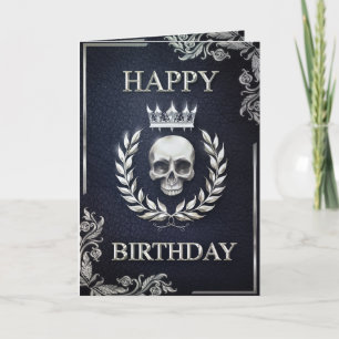 Royal Blue & Silver King of the Dead Birthday Card